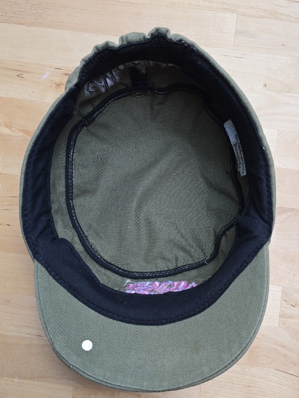 Personalized Disney Olive Green Cap w/ Pink Mickey Patches & "Madison" On Back - Picture 5 of 8